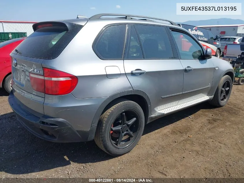 2007 BMW X5 3.0Si VIN: 5UXFE43537L013195 Lot: 40122881