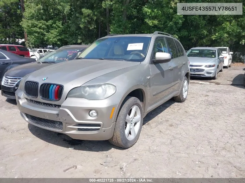 4USFE43557LY78651 2007 BMW X5 3.0Si