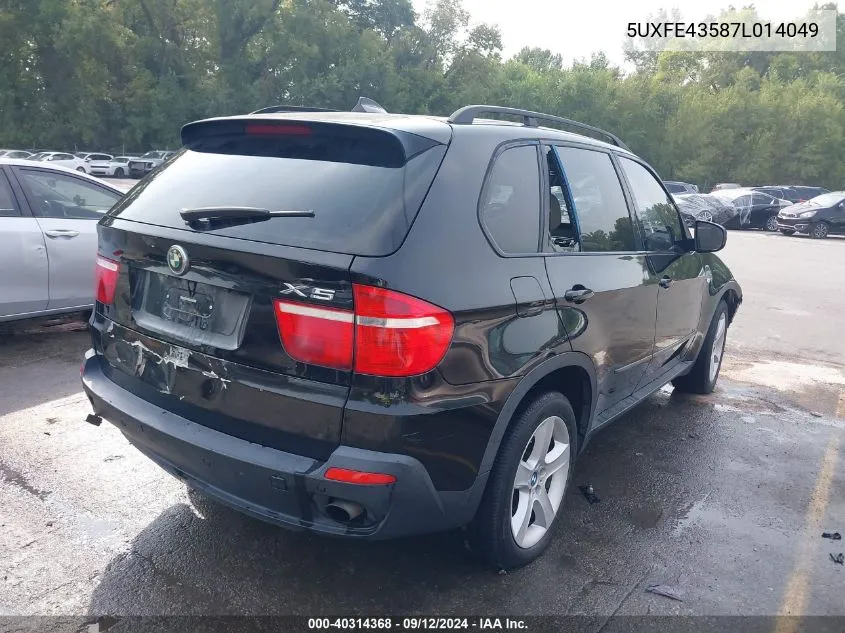 2007 BMW X5 3.0Si VIN: 5UXFE43587L014049 Lot: 40314368