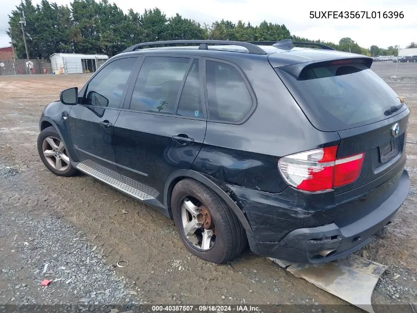 2007 BMW X5 3.0Si VIN: 5UXFE43567L016396 Lot: 40387507