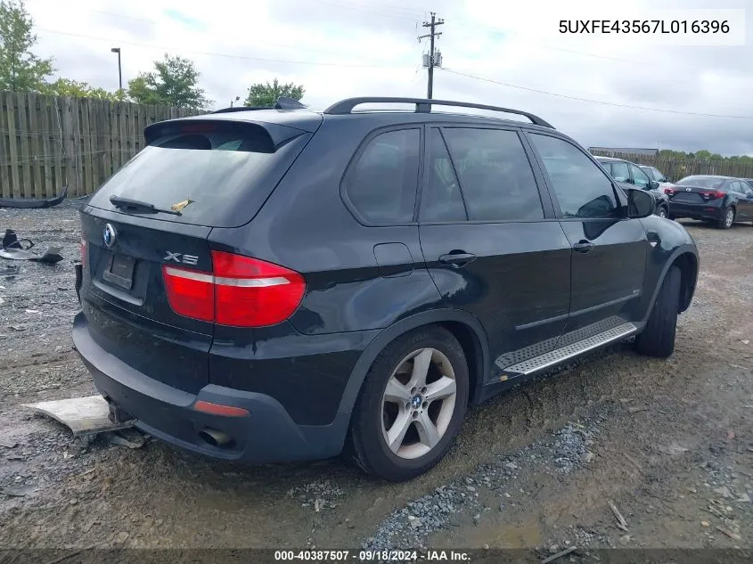 2007 BMW X5 3.0Si VIN: 5UXFE43567L016396 Lot: 40387507