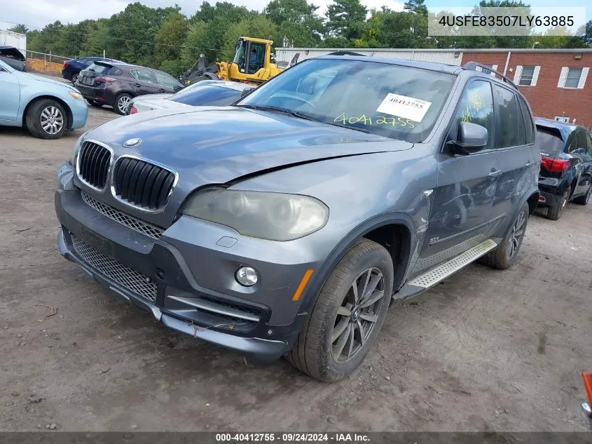 2007 BMW X5 4.8I VIN: 4USFE83507LY63885 Lot: 40412755