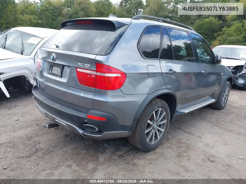 2007 BMW X5 4.8I VIN: 4USFE83507LY63885 Lot: 40412755