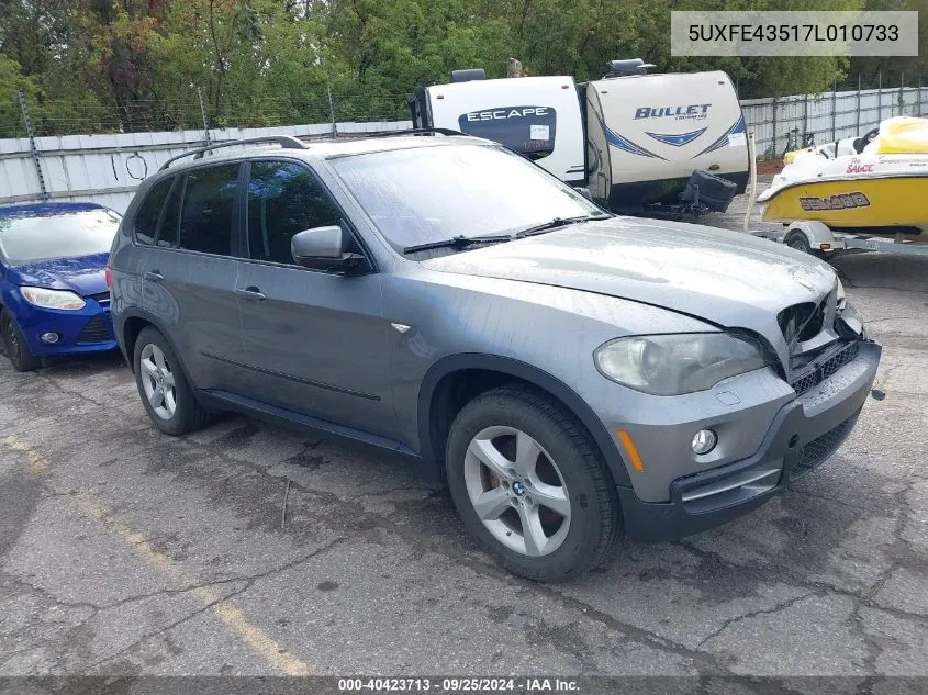 2007 BMW X5 3.0Si VIN: 5UXFE43517L010733 Lot: 40423713