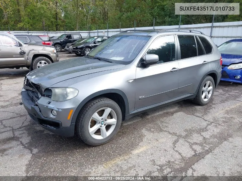 2007 BMW X5 3.0Si VIN: 5UXFE43517L010733 Lot: 40423713