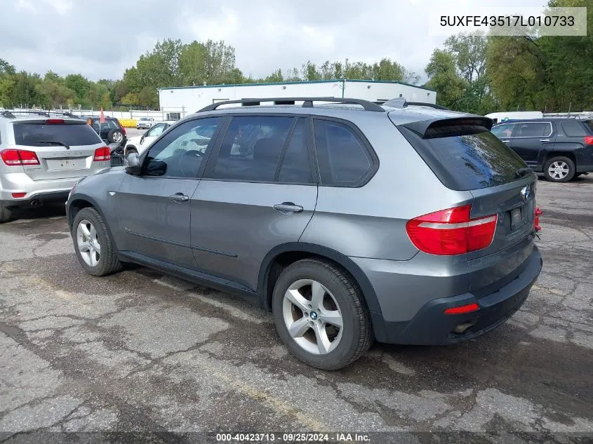 2007 BMW X5 3.0Si VIN: 5UXFE43517L010733 Lot: 40423713