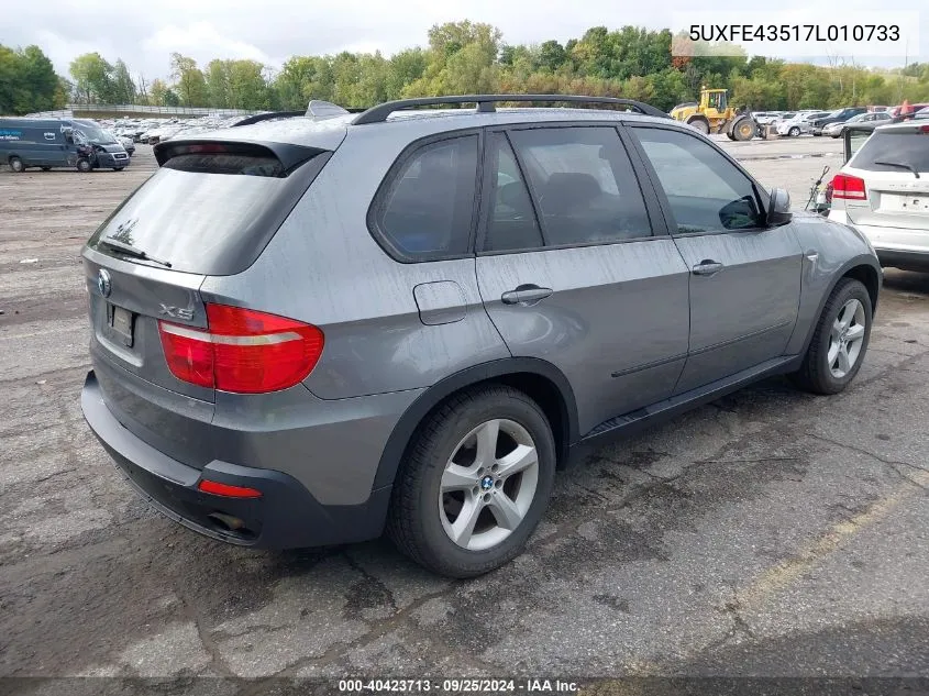 2007 BMW X5 3.0Si VIN: 5UXFE43517L010733 Lot: 40423713