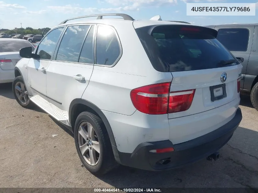 2007 BMW X5 3.0Si VIN: 4USFE43577LY79686 Lot: 40464541