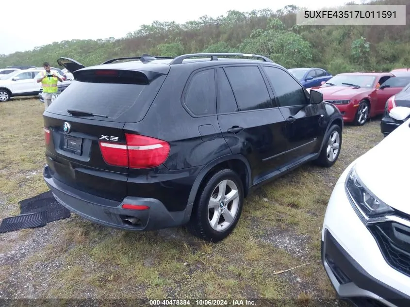 2007 BMW X5 3.0I VIN: 5UXFE43517L011591 Lot: 40478384