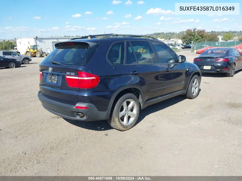 2007 BMW X5 3.0Si VIN: 5UXFE43587L016349 Lot: 40571699