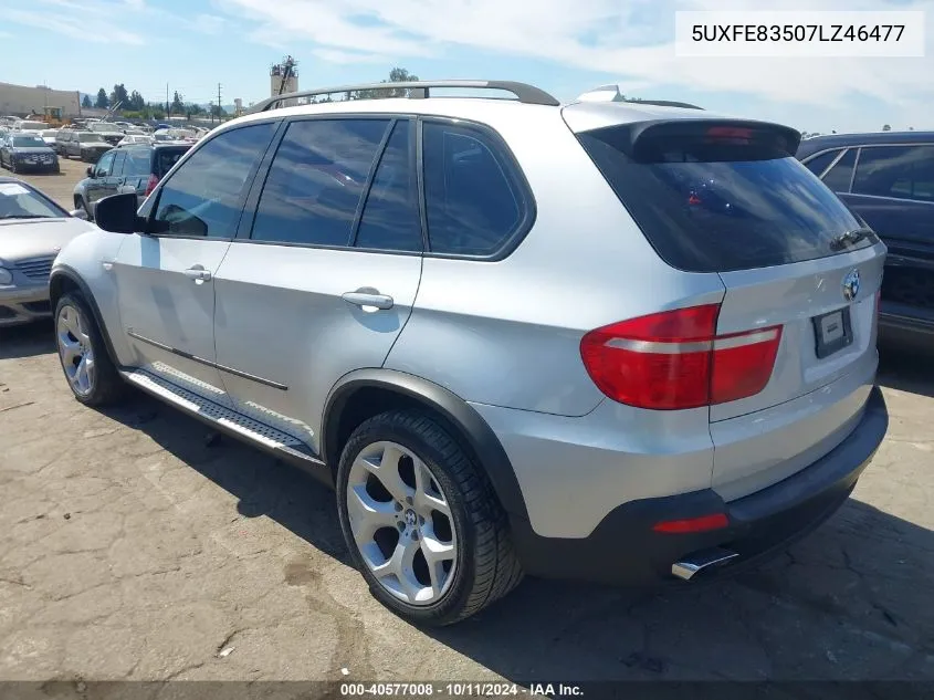 2007 BMW X5 4.8I VIN: 5UXFE83507LZ46477 Lot: 40577008