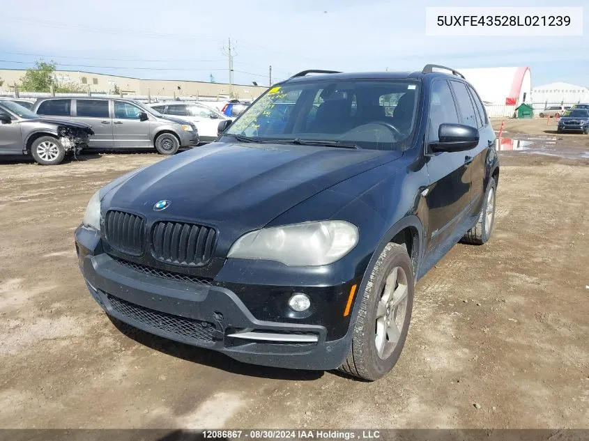 2008 BMW X5 VIN: 5UXFE43528L021239 Lot: 12086867