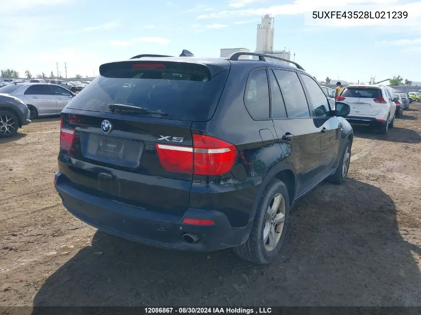 2008 BMW X5 VIN: 5UXFE43528L021239 Lot: 12086867