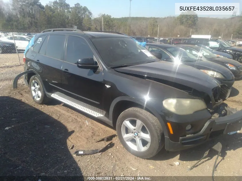 2008 BMW X5 3.0Si VIN: 5UXFE43528L035657 Lot: 38812831