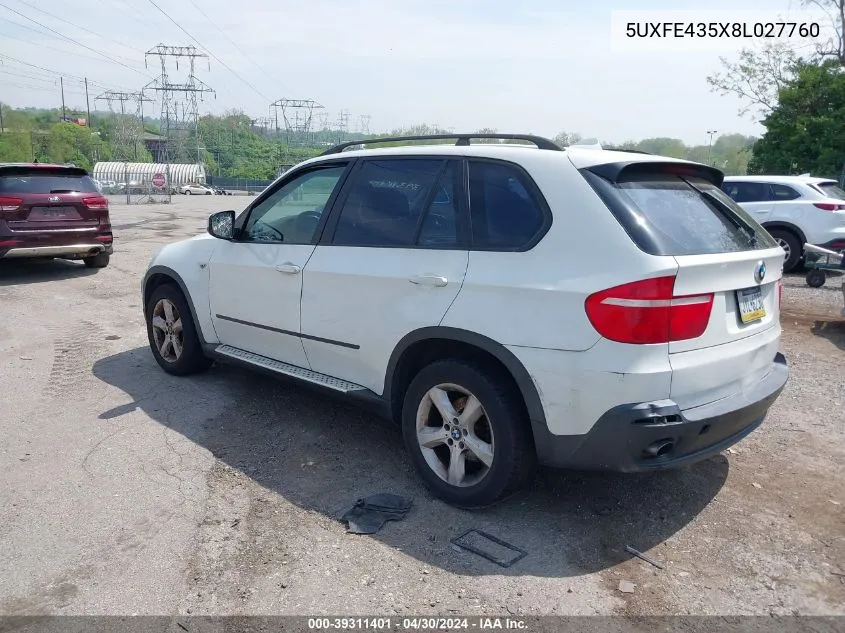 2008 BMW X5 3.0Si VIN: 5UXFE435X8L027760 Lot: 39311401