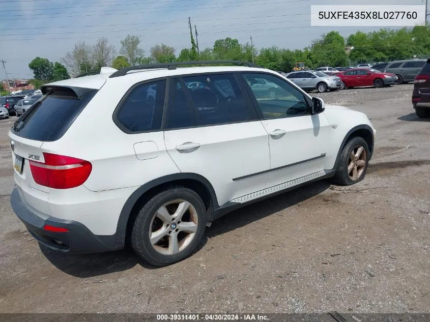 2008 BMW X5 3.0Si VIN: 5UXFE435X8L027760 Lot: 39311401