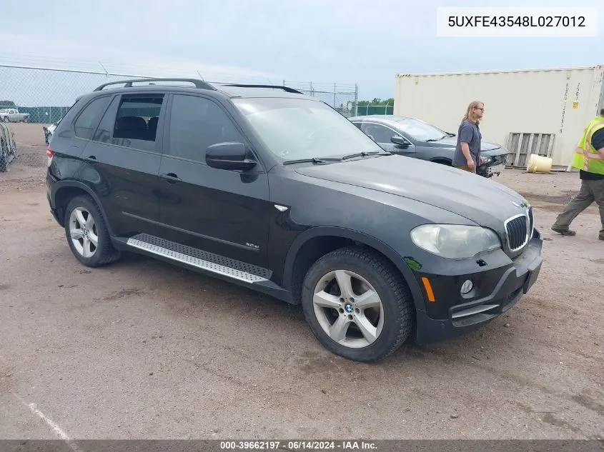 2008 BMW X5 3.0Si VIN: 5UXFE43548L027012 Lot: 39662197