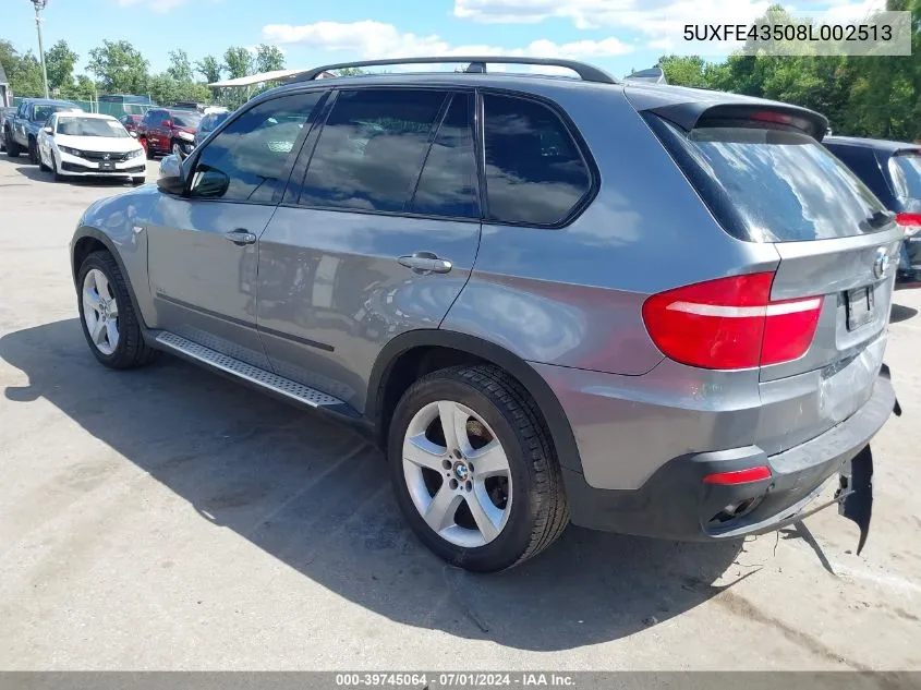 2008 BMW X5 3.0Si VIN: 5UXFE43508L002513 Lot: 39745064