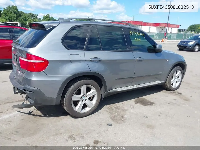 2008 BMW X5 3.0Si VIN: 5UXFE43508L002513 Lot: 39745064