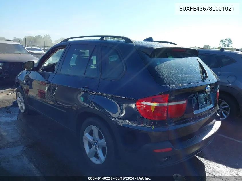 2008 BMW X5 3.0Si VIN: 5UXFE43578L001021 Lot: 40140225