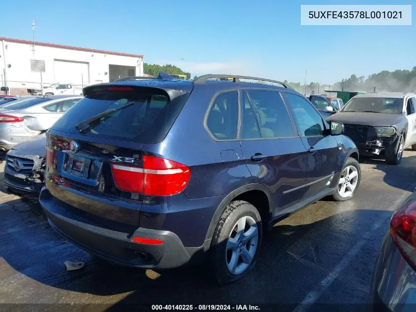 2008 BMW X5 3.0Si VIN: 5UXFE43578L001021 Lot: 40140225