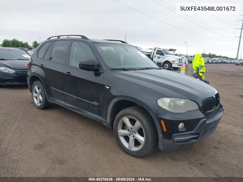 2008 BMW X5 3.0Si VIN: 5UXFE43548L001672 Lot: 40276836