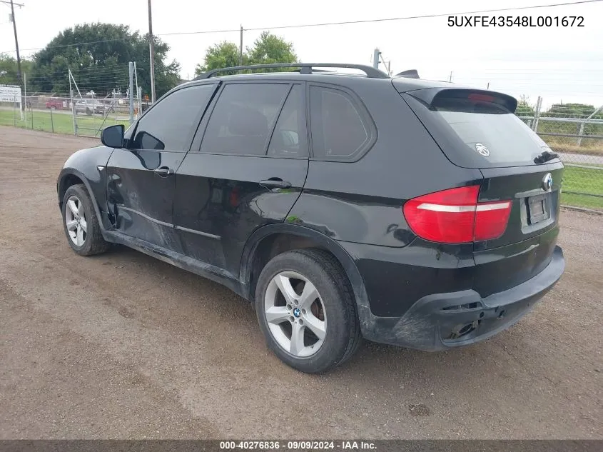 2008 BMW X5 3.0Si VIN: 5UXFE43548L001672 Lot: 40276836