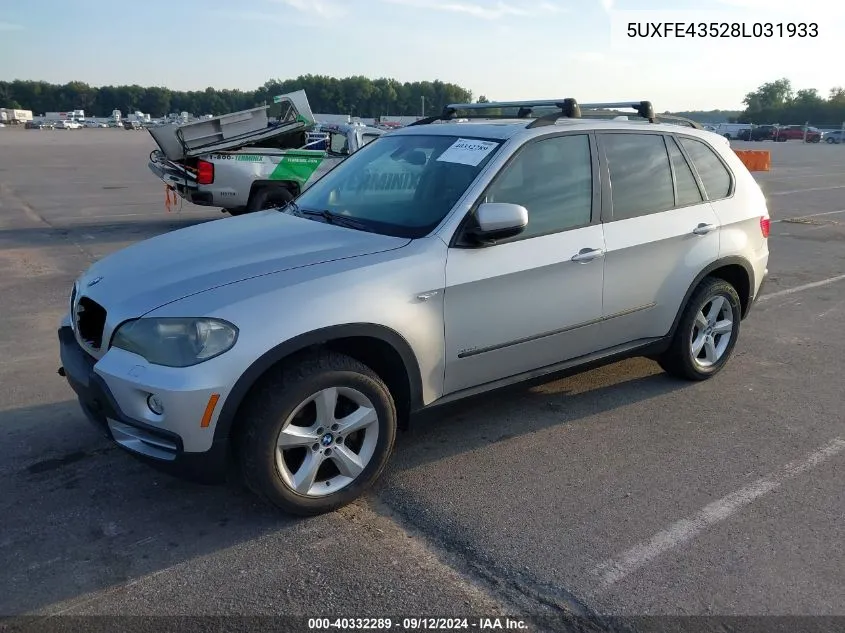 2008 BMW X5 3.0Si VIN: 5UXFE43528L031933 Lot: 40332289