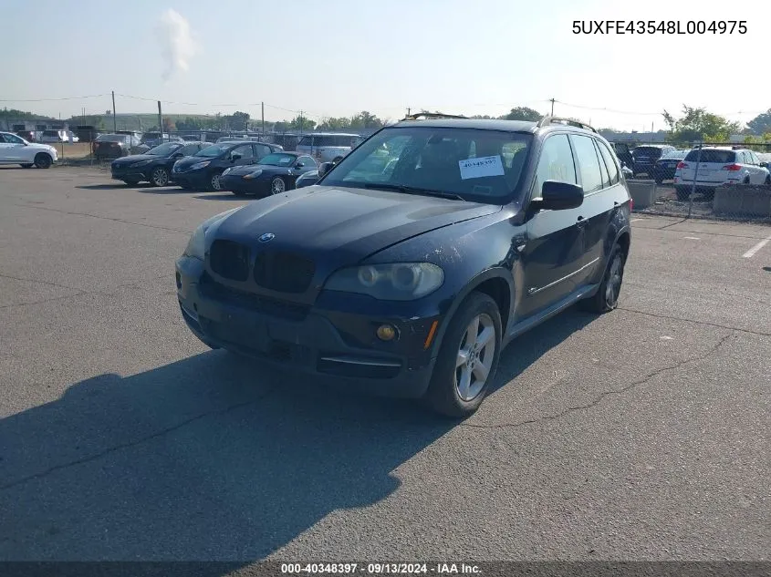 2008 BMW X5 3.0I VIN: 5UXFE43548L004975 Lot: 40348397