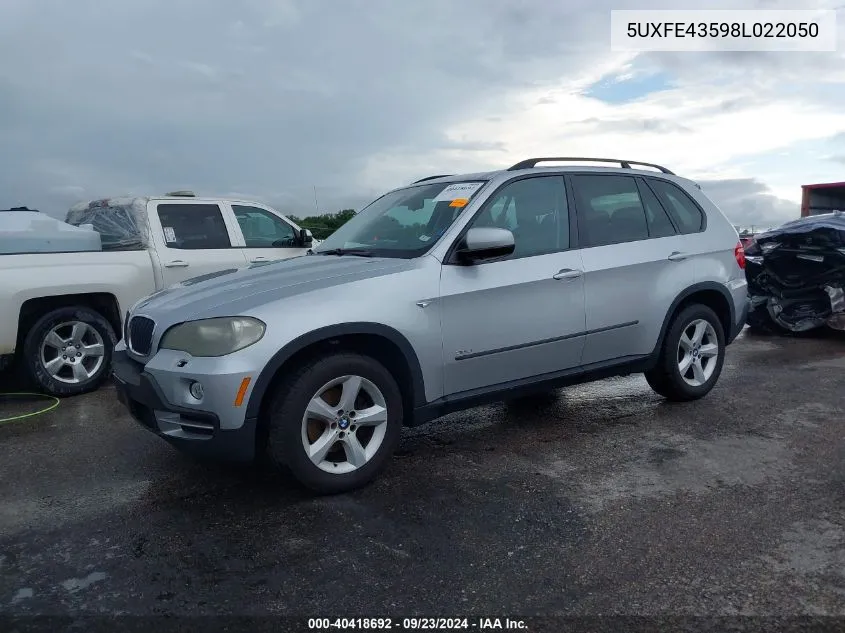 2008 BMW X5 3.0Si VIN: 5UXFE43598L022050 Lot: 40418692