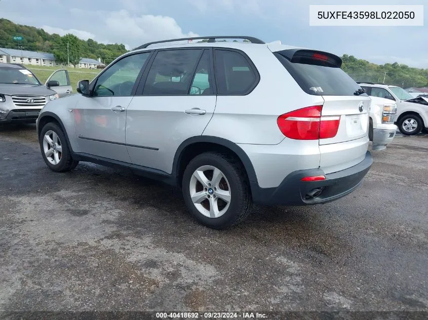 2008 BMW X5 3.0Si VIN: 5UXFE43598L022050 Lot: 40418692