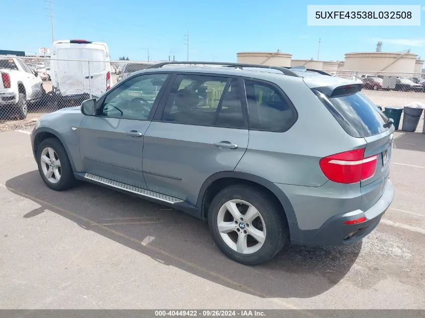 2008 BMW X5 3.0Si VIN: 5UXFE43538L032508 Lot: 40449422