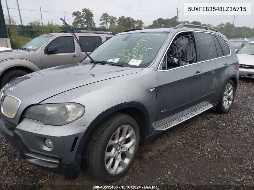 2008 BMW X5 4.8I VIN: 5UXFE83548LZ36715 Lot: 40512498