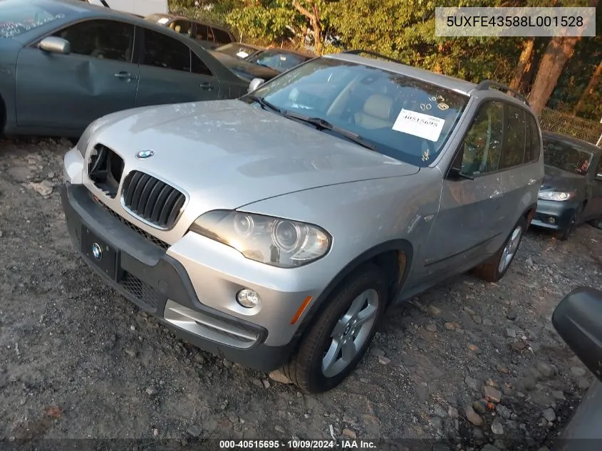 2008 BMW X5 3.0I VIN: 5UXFE43588L001528 Lot: 40515695