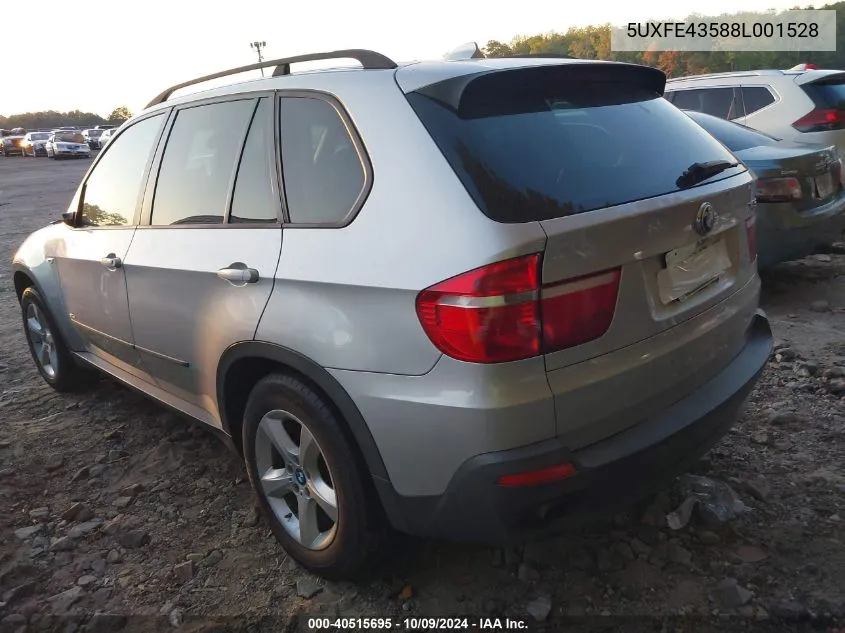 2008 BMW X5 3.0I VIN: 5UXFE43588L001528 Lot: 40515695