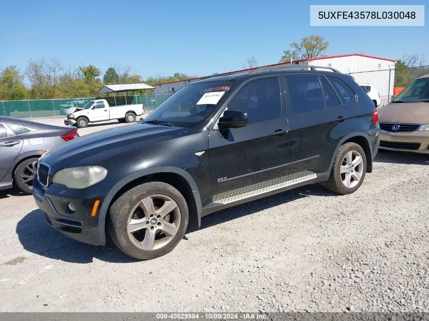 2008 BMW X5 3.0Si VIN: 5UXFE43578L030048 Lot: 40529984