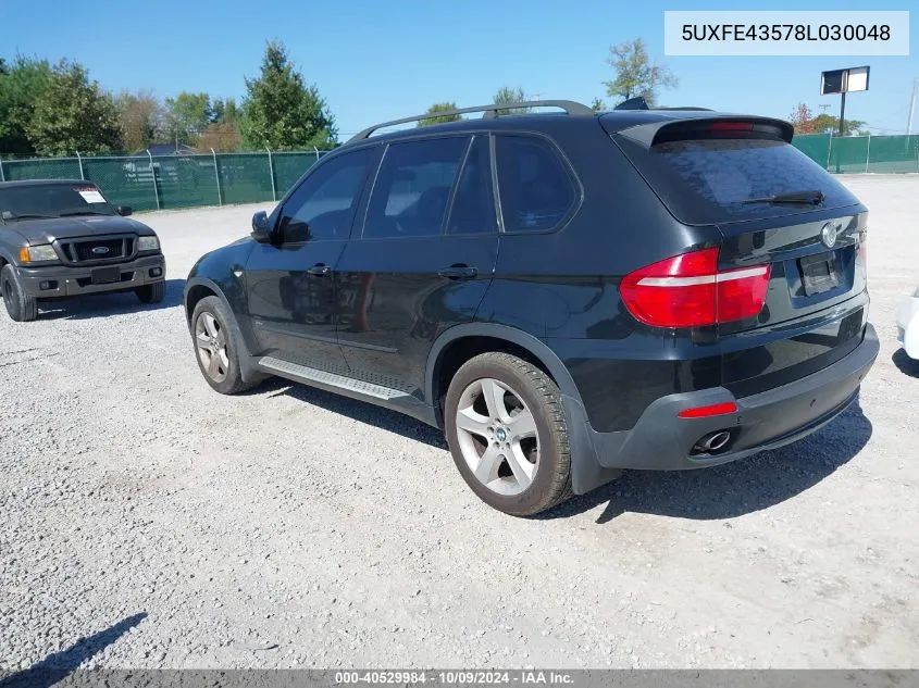 2008 BMW X5 3.0Si VIN: 5UXFE43578L030048 Lot: 40529984