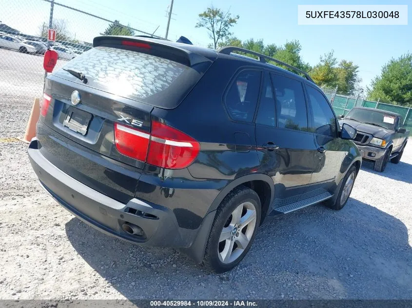 2008 BMW X5 3.0Si VIN: 5UXFE43578L030048 Lot: 40529984