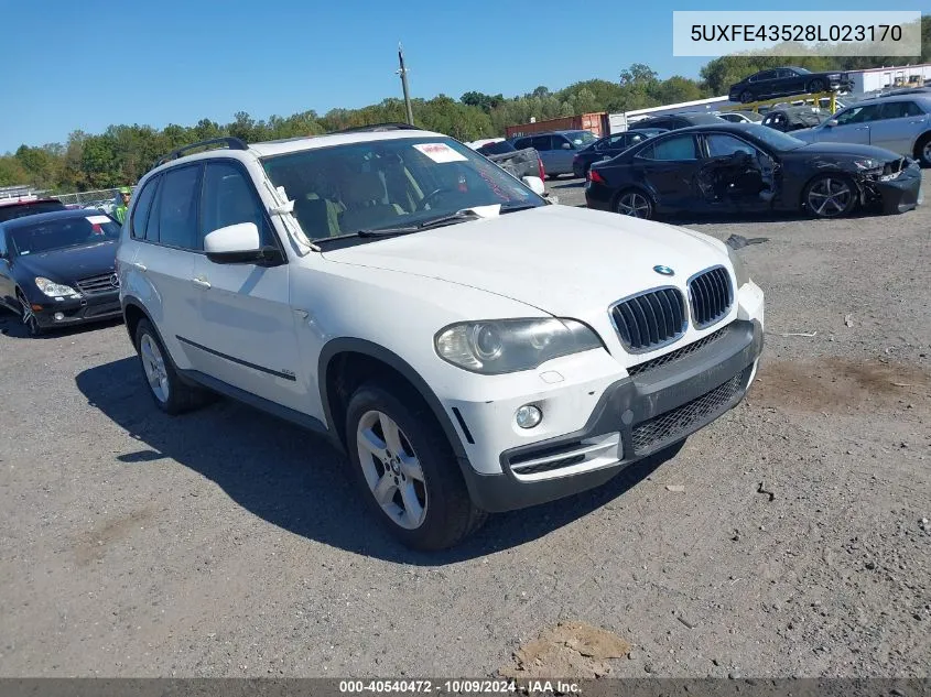 2008 BMW X5 3.0I VIN: 5UXFE43528L023170 Lot: 40540472