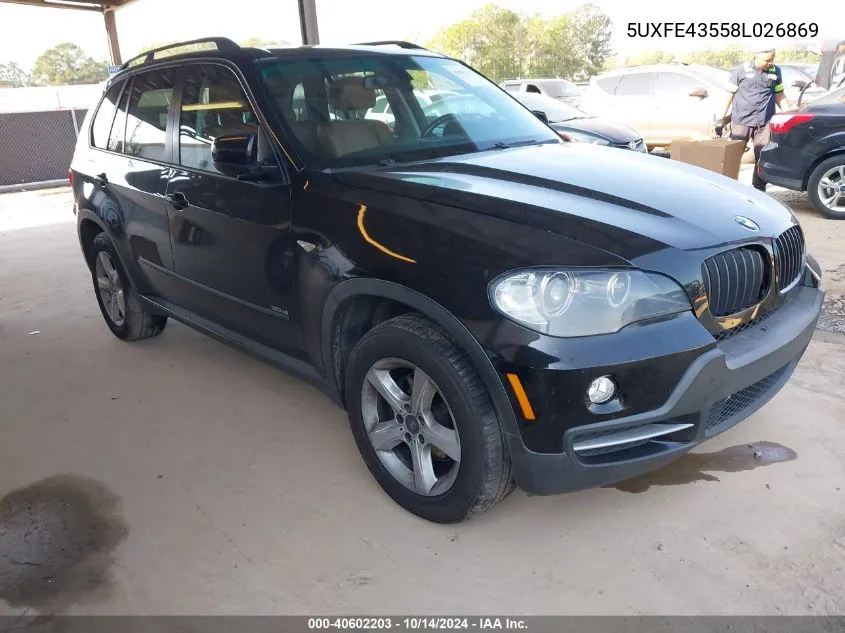 2008 BMW X5 3.0Si VIN: 5UXFE43558L026869 Lot: 40602203