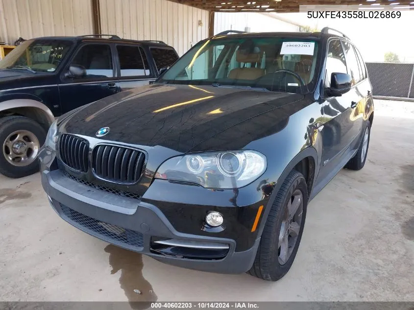 2008 BMW X5 3.0Si VIN: 5UXFE43558L026869 Lot: 40602203