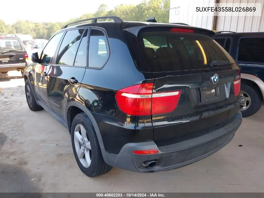 2008 BMW X5 3.0Si VIN: 5UXFE43558L026869 Lot: 40602203