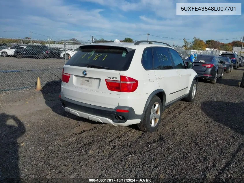 5UXFE43548L007701 2008 BMW X5 3.0Si