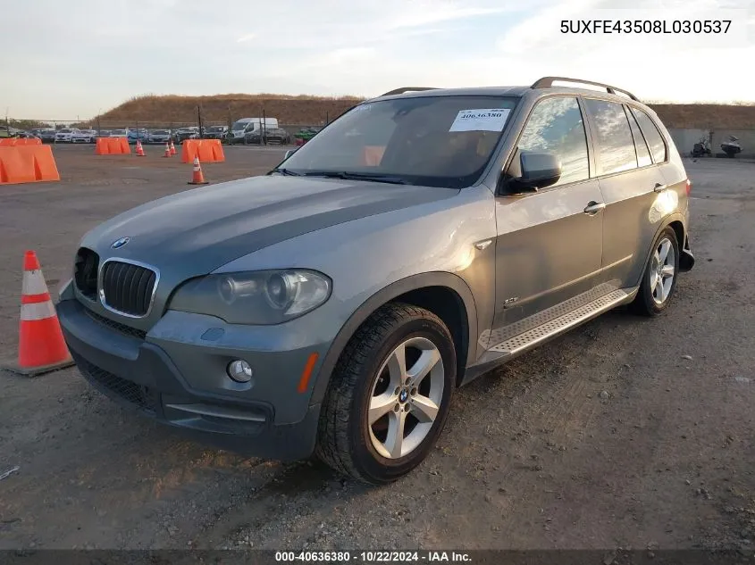 2008 BMW X5 3.0Si VIN: 5UXFE43508L030537 Lot: 40636380