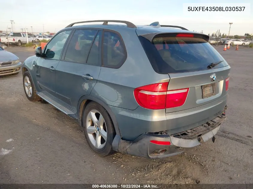 2008 BMW X5 3.0Si VIN: 5UXFE43508L030537 Lot: 40636380