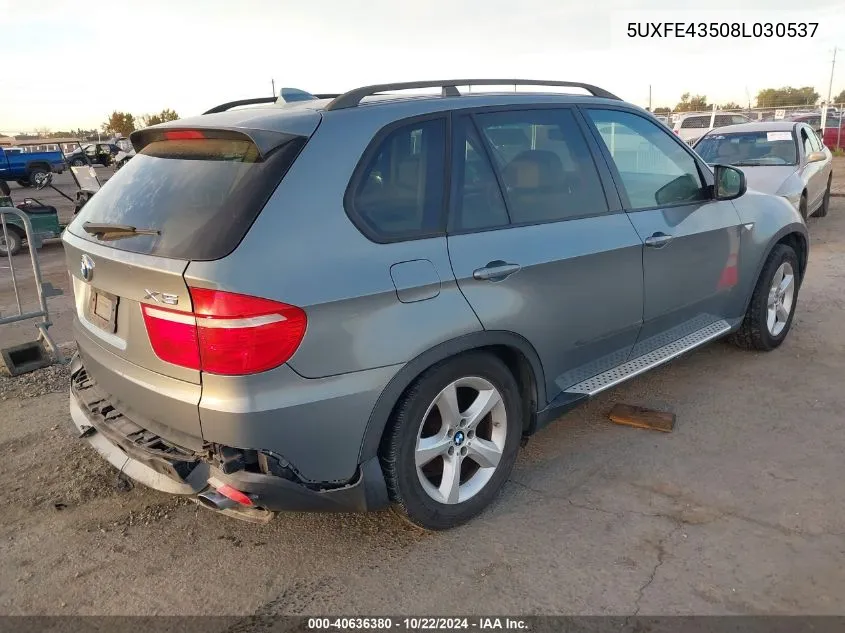 2008 BMW X5 3.0Si VIN: 5UXFE43508L030537 Lot: 40636380