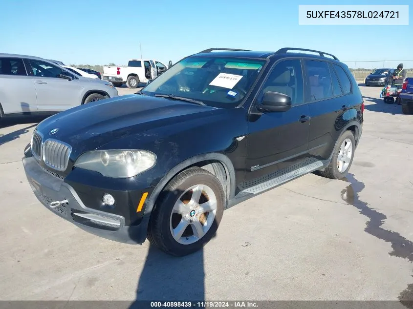 2008 BMW X5 3.0Si VIN: 5UXFE43578L024721 Lot: 40898439