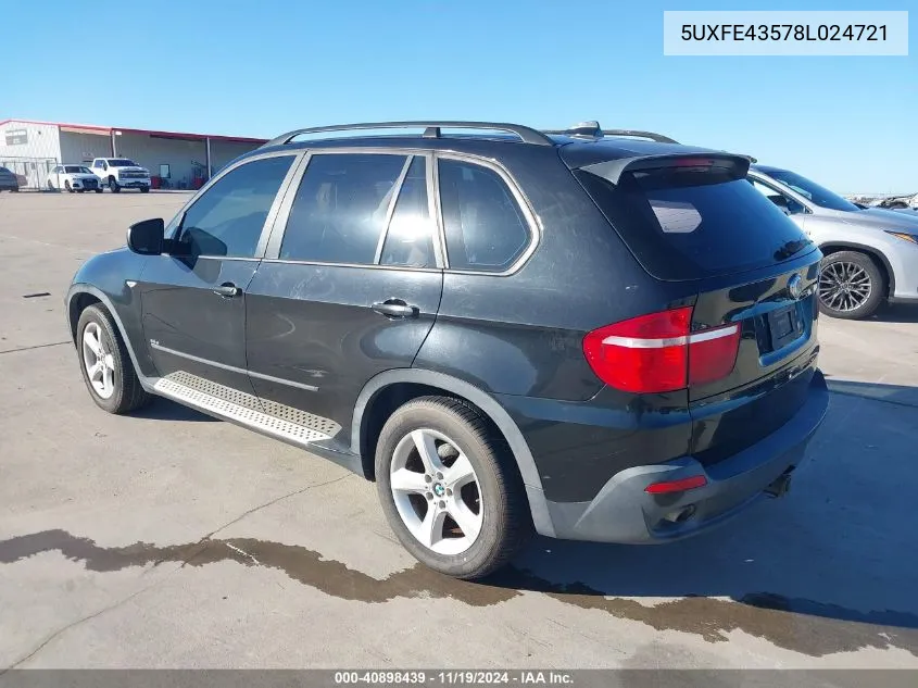 2008 BMW X5 3.0Si VIN: 5UXFE43578L024721 Lot: 40898439