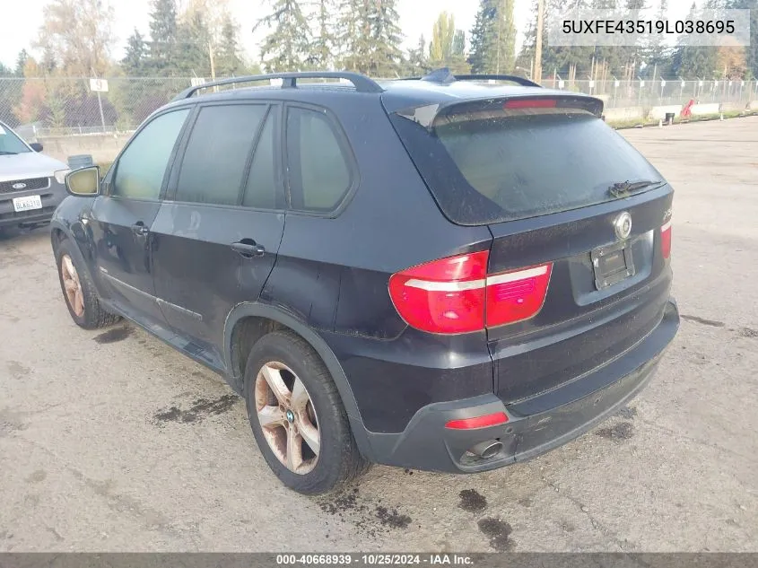 2009 BMW X5 xDrive30I VIN: 5UXFE43519L038695 Lot: 40668939