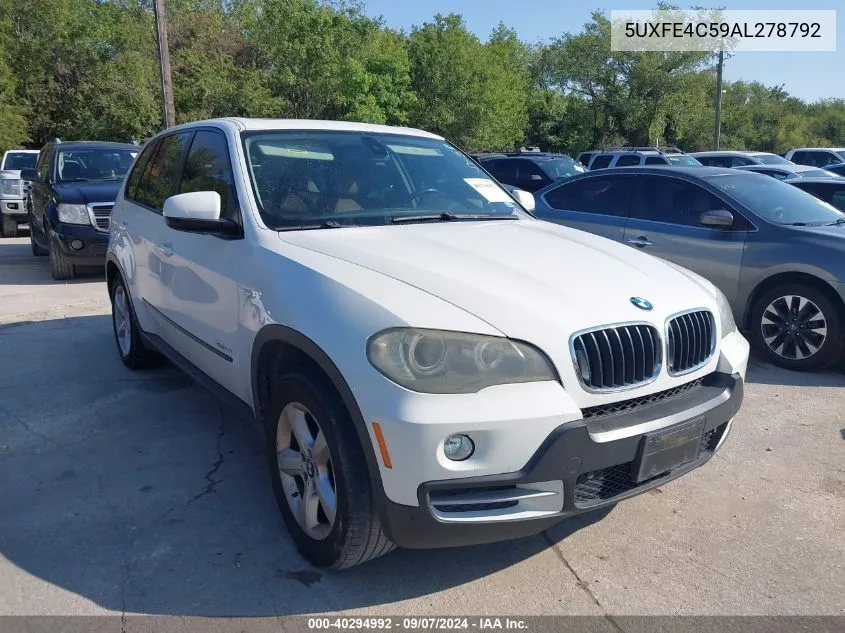 2010 BMW X5 xDrive30I VIN: 5UXFE4C59AL278792 Lot: 40695351